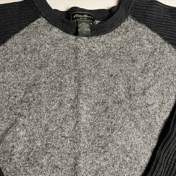 Eddie Bauer Mens XL Lambs Wool Blend Sweater Casual Outdoor Style Gray & Black - Picture 3 of 10